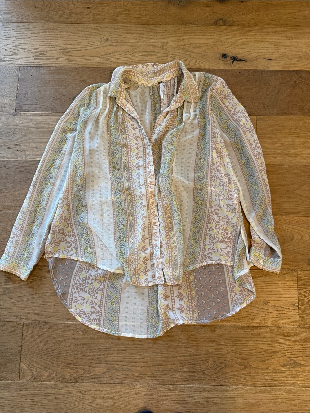 Free People Moonlight Mile Sheer Button Down - S